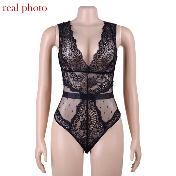 NWOT Black Lace Teddy Bodysuit - Picture 11 of 12